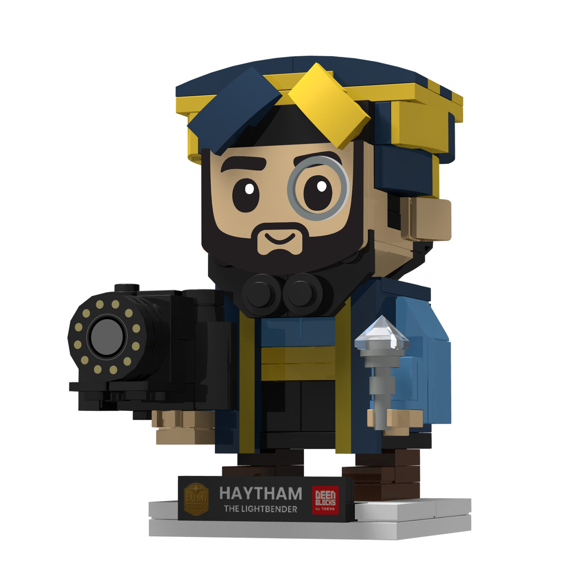 DeenBlocks Lumi Series Haytham science figure, honoring the study of light, vision, and optics in the Islamic Golden Age.