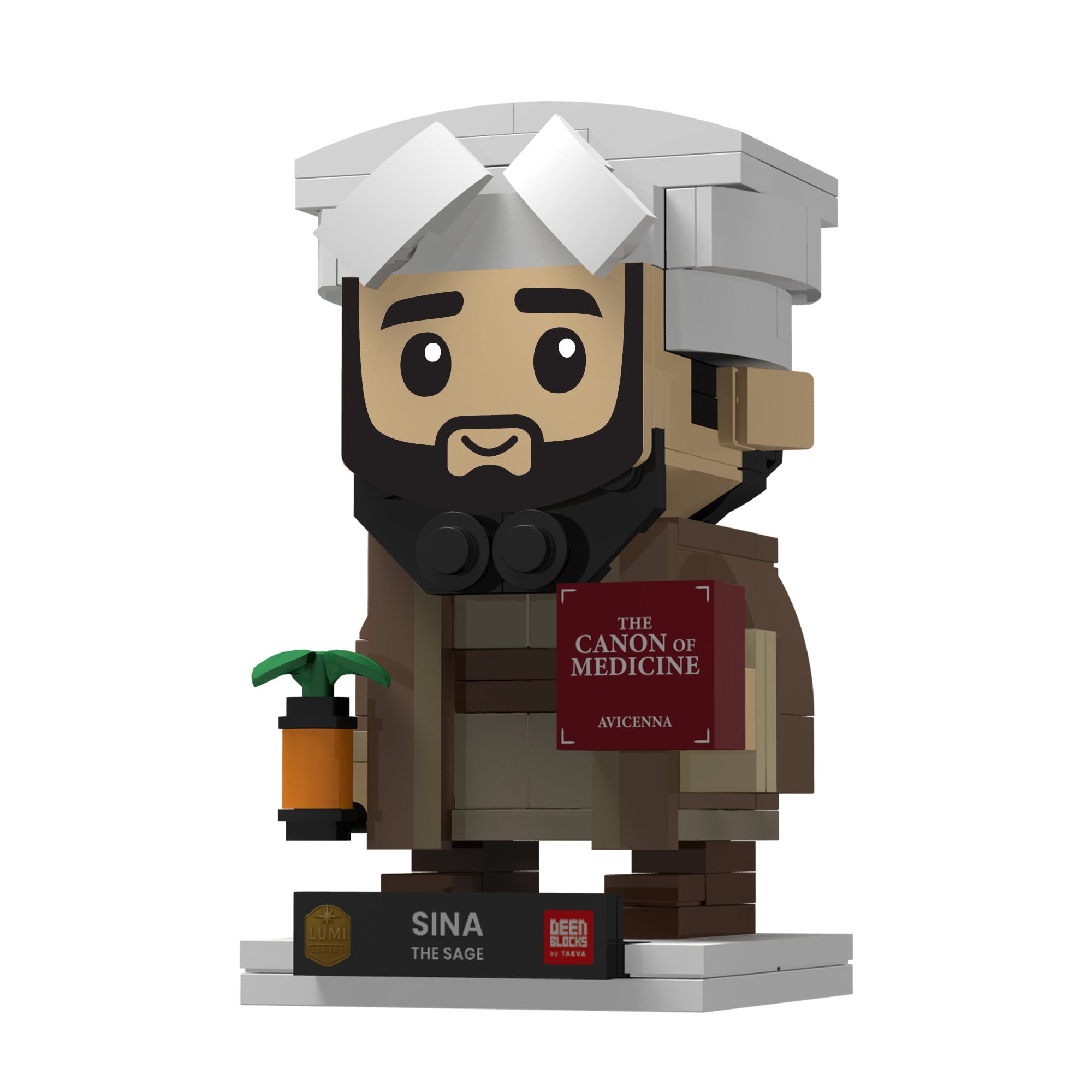 DeenBlocks Lumi Series Sina educational figure, celebrating breakthroughs in medicine and healing in the Islamic Golden Age.
