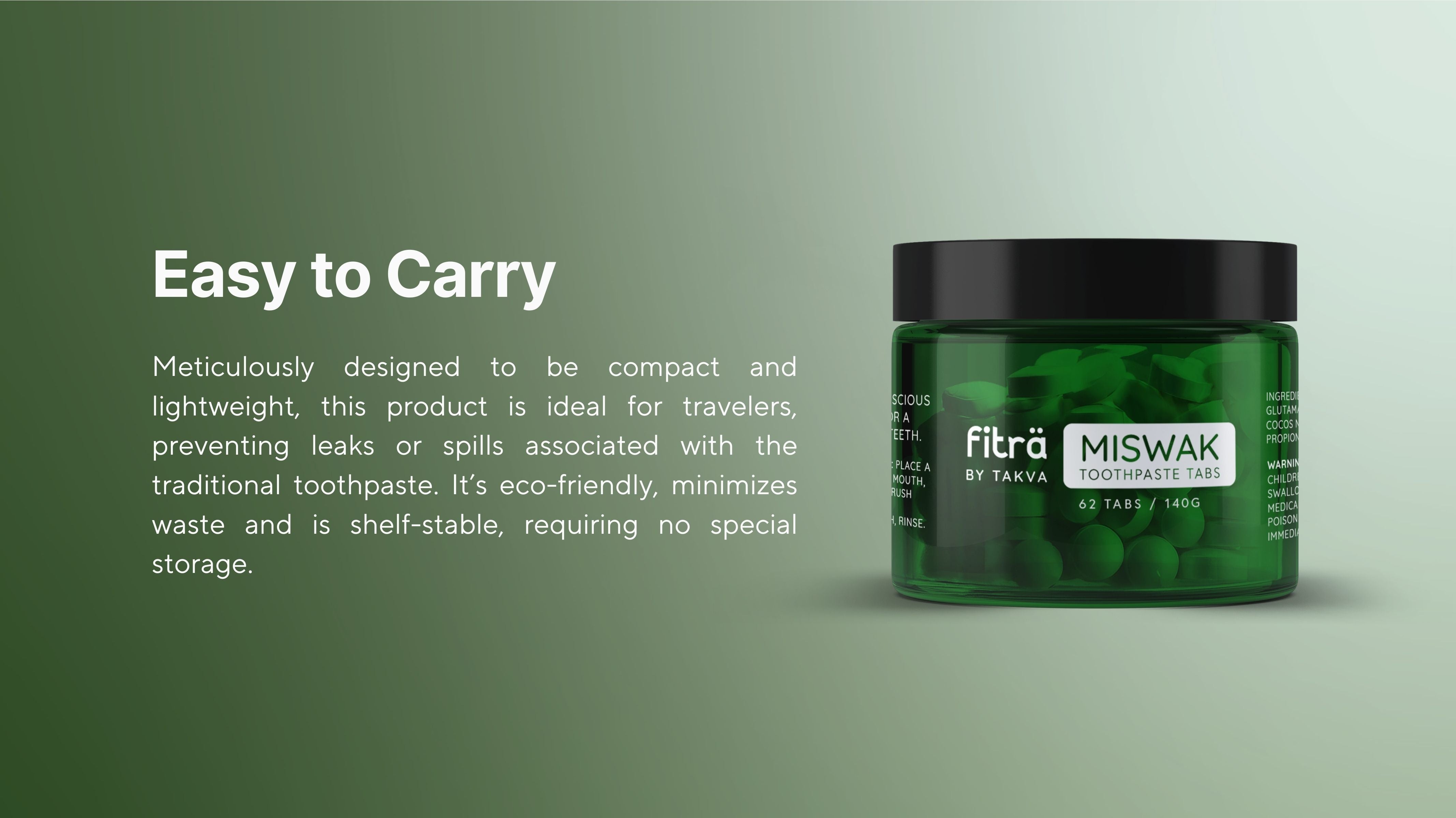 Compact eco friendly Fitra toothpaste tablets easy to carry for travel