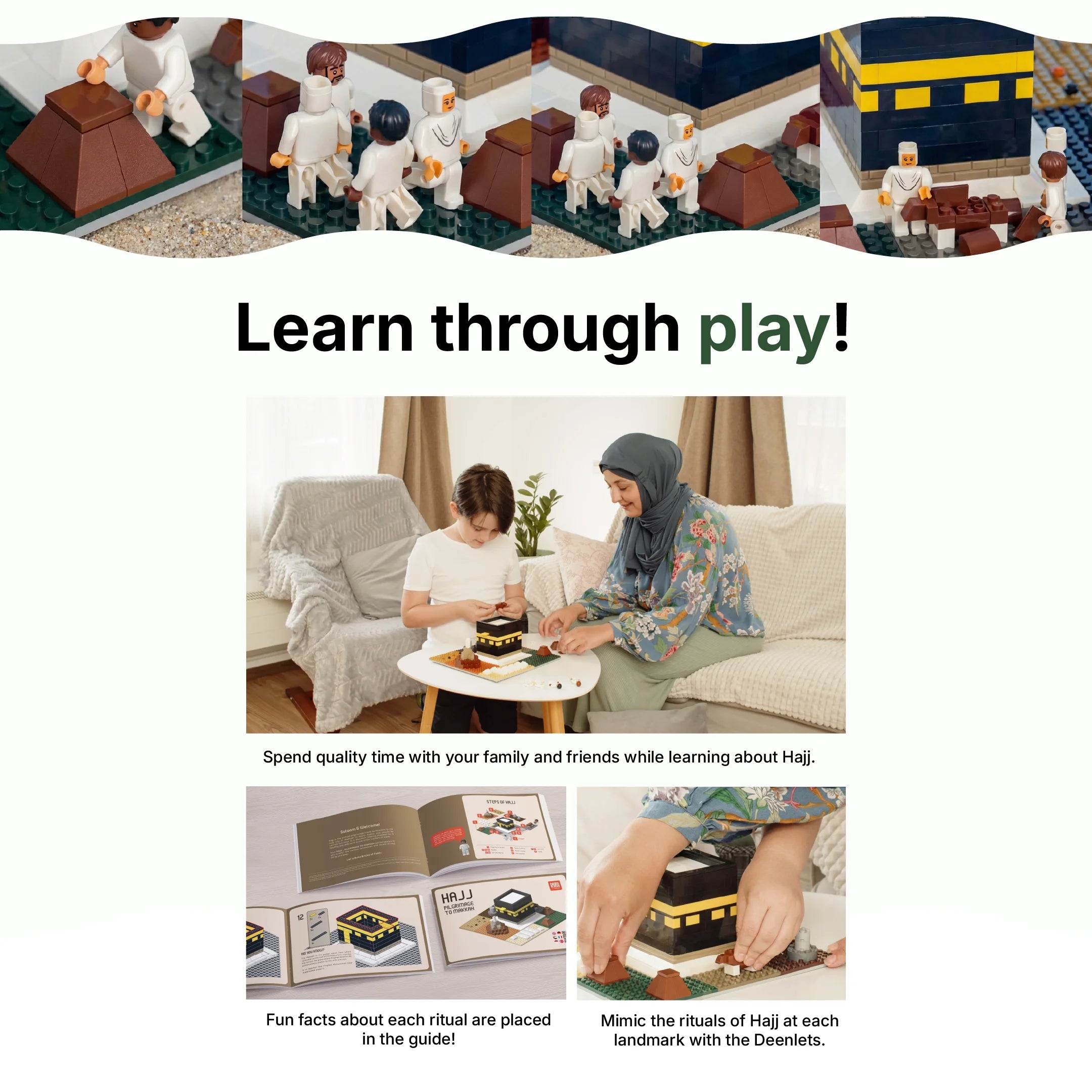 Child learning about Hajj through the TAKVA Hajj Pilgrimage building block toy (mobile crop)
