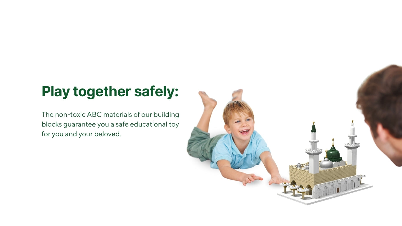 Masjid An Nabawi Build & Learn toy set — made from safe non-toxic ABS plastic for children.