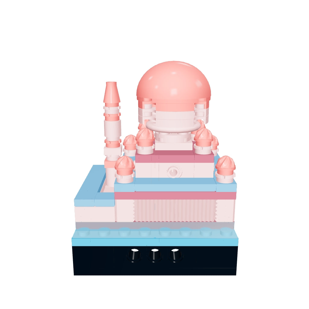 Rotatable 3D view of the TAKVA Mini of Masjid Putra in Putrajaya, a small desk collectible you can turn to see from every side