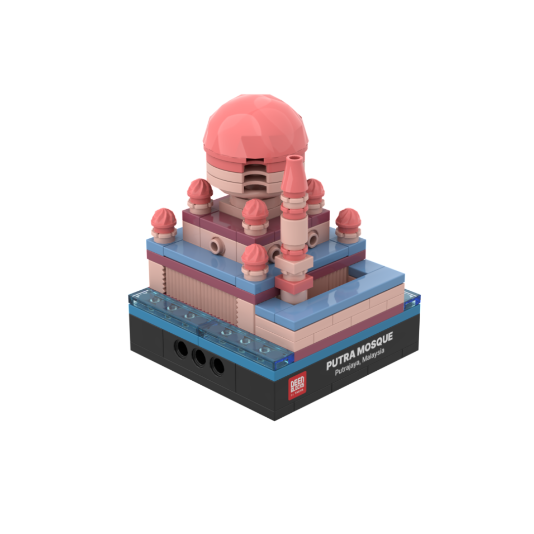 TAKVA Mini of Masjid Putra in Putrajaya, a palm-size desk collectible and gift shown on white with its name on the base