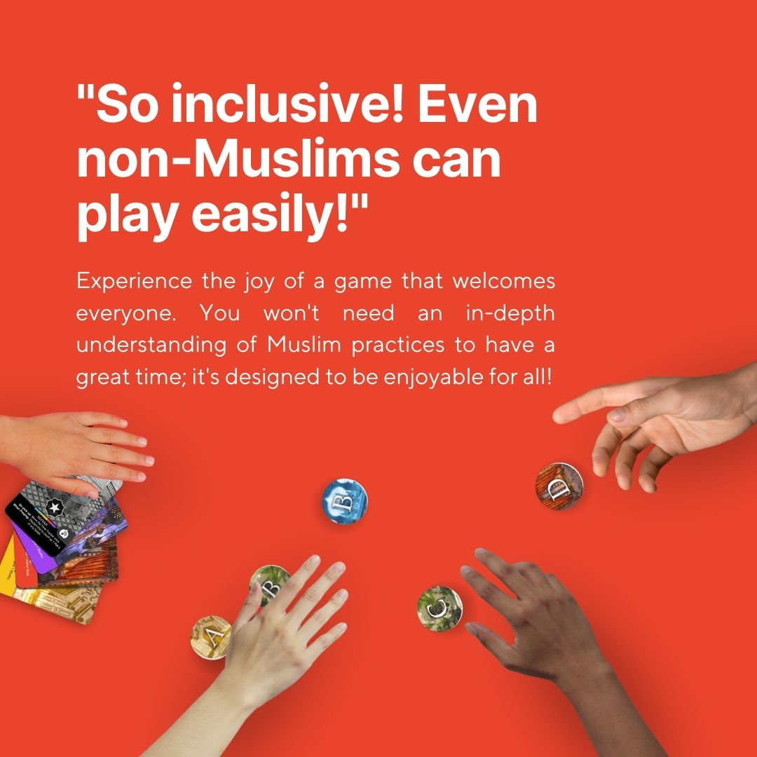 Diverse group of hands playing Usolli board game with cards and tokens