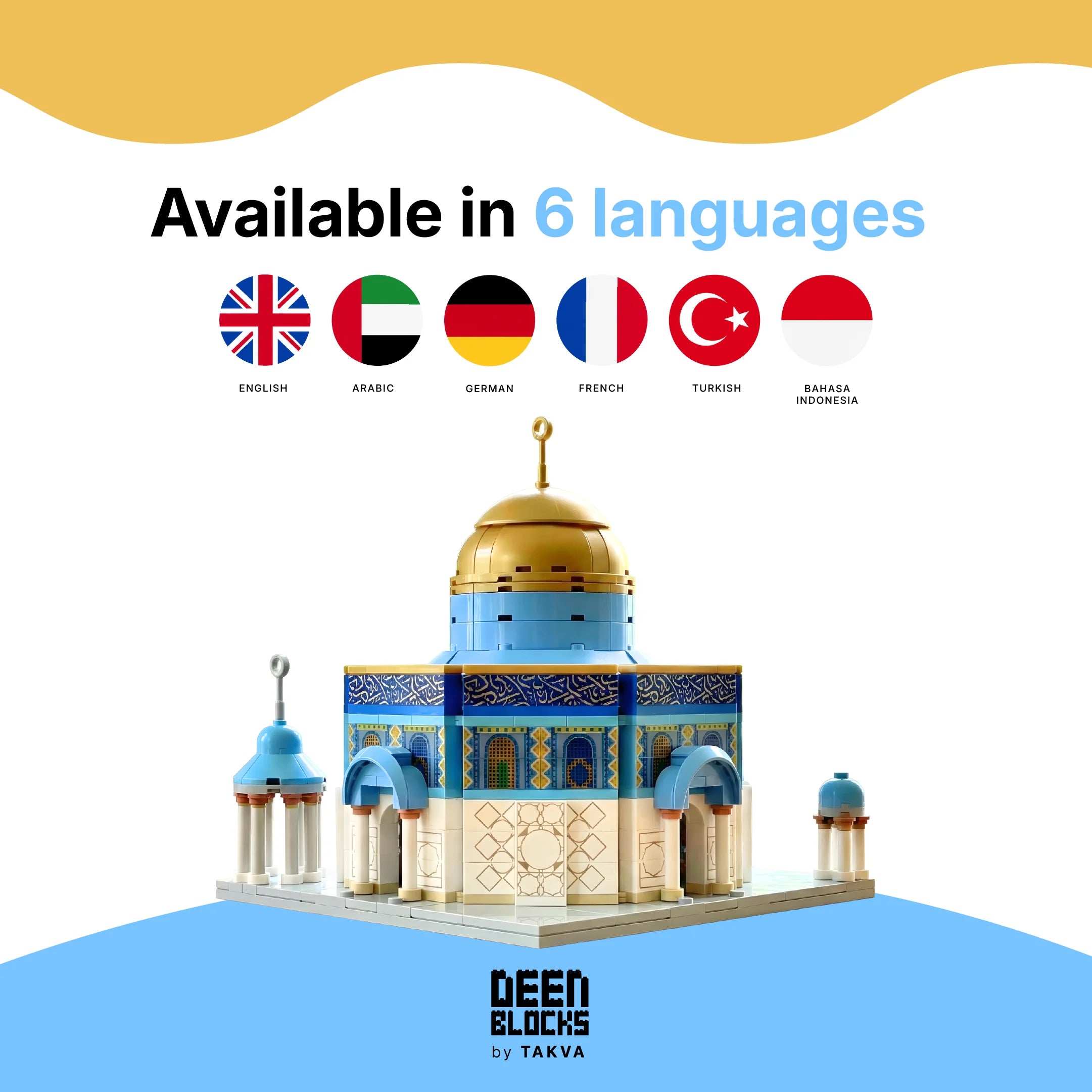 Dome of the rocks building blocks available in 6 languages