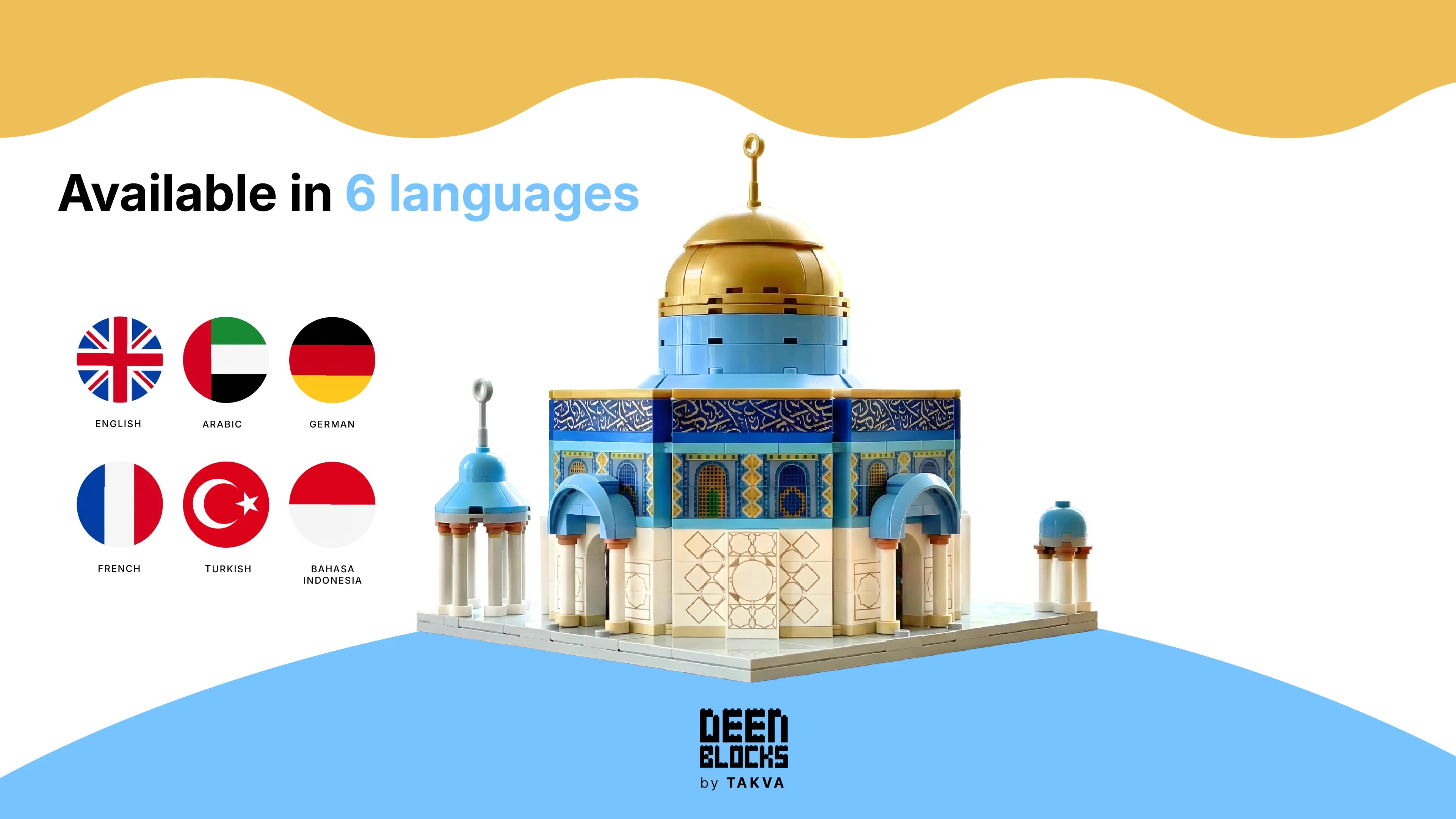 Dome of the rocks building blocks available in 6 languages