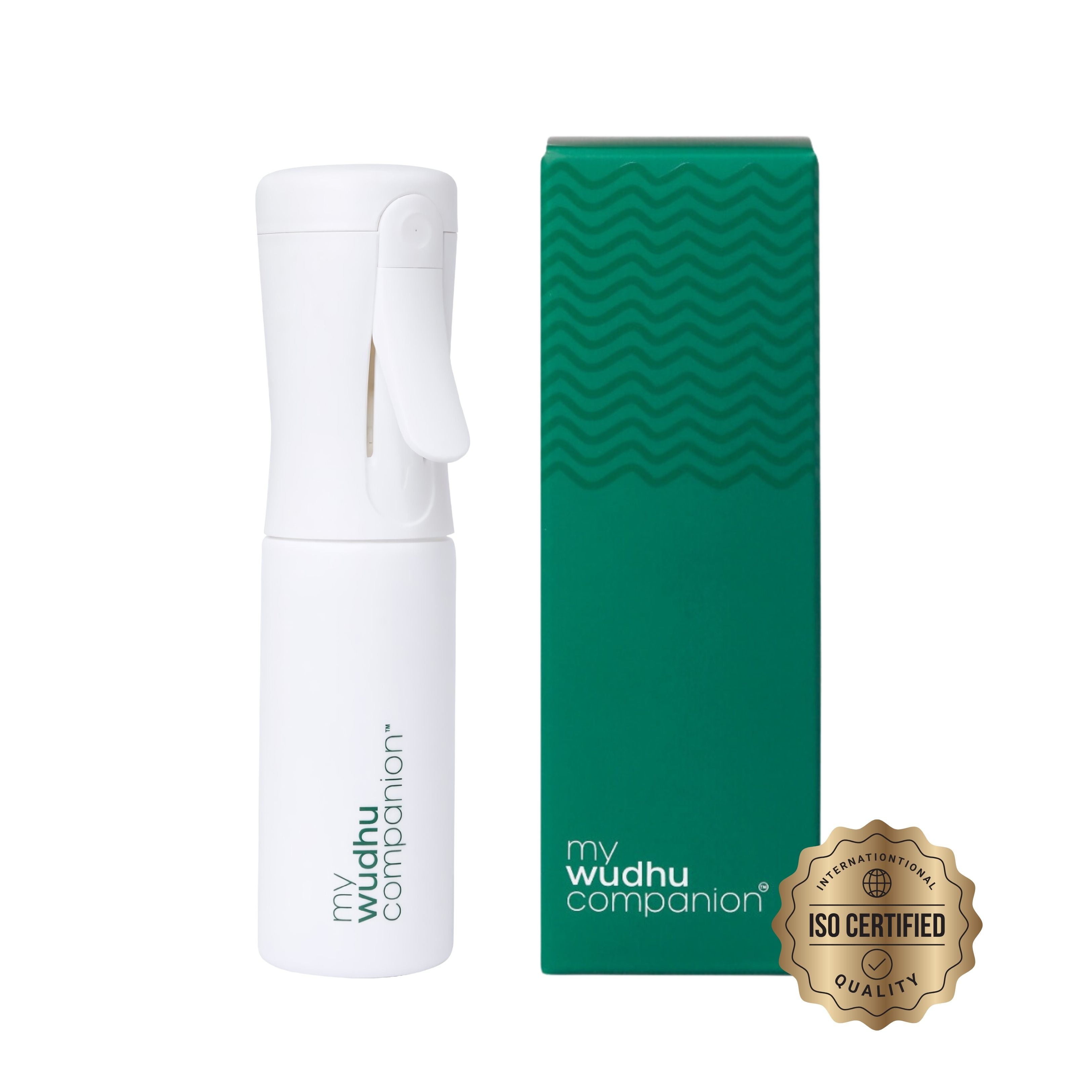 White bottle labeled 'my wudhu companion' with Takva branding on a white background.