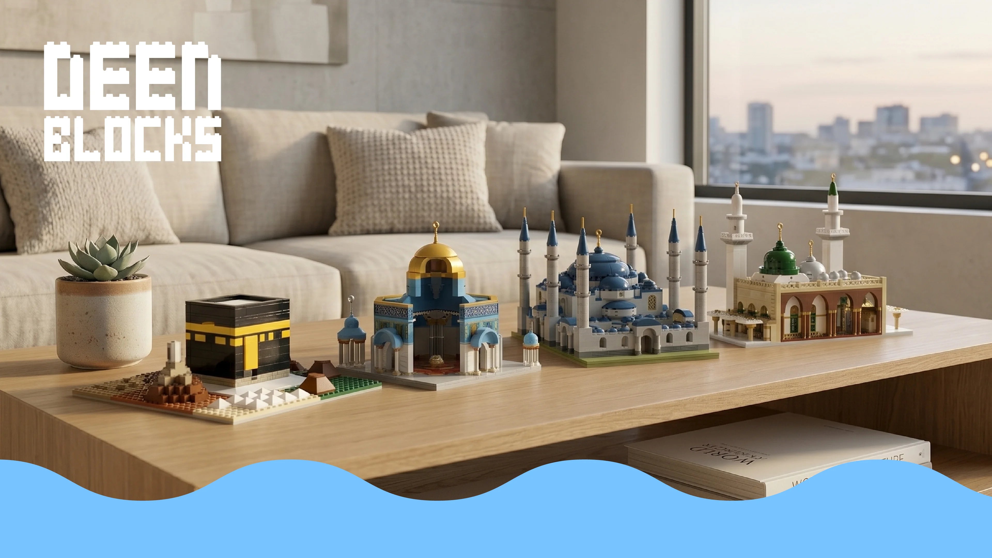 DeenBlocks Mosque Series building block sets shown together