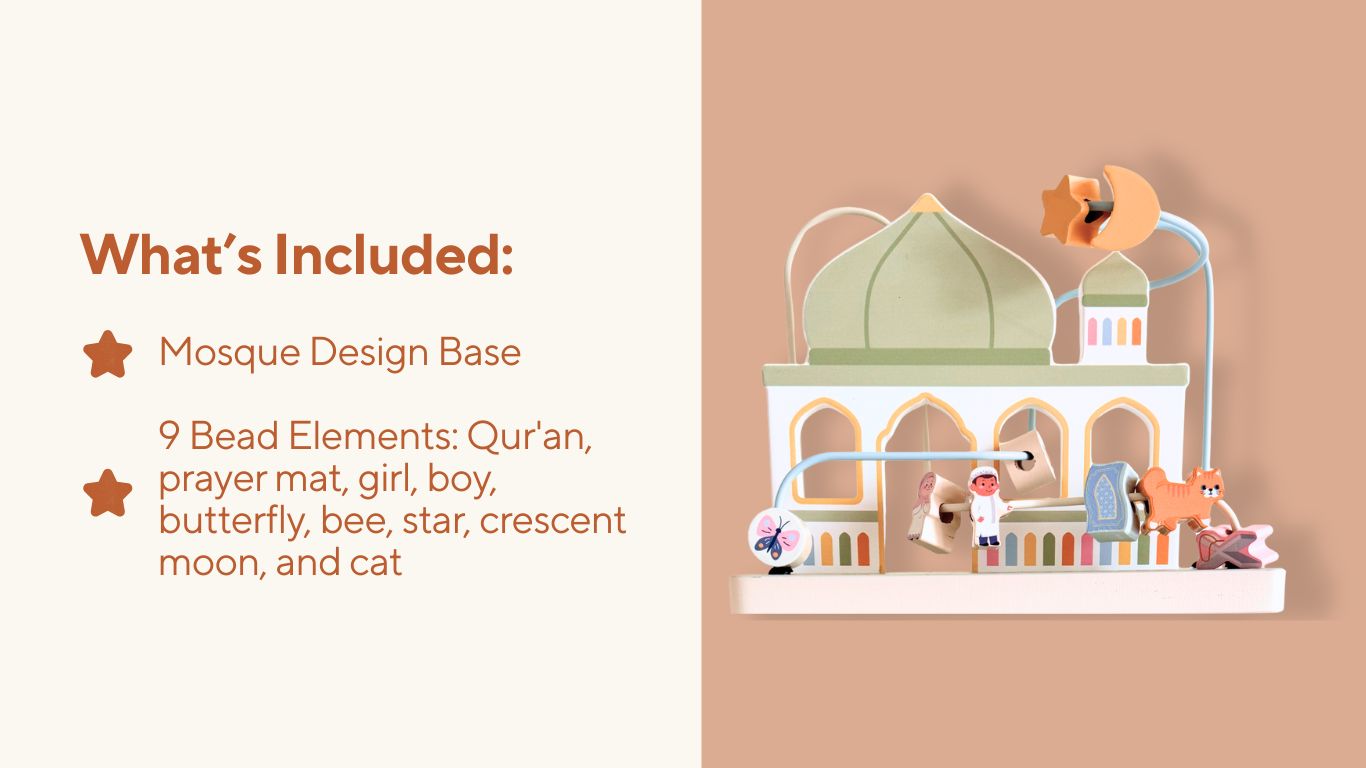Montessori masjid bead maze set with mosque base and beads