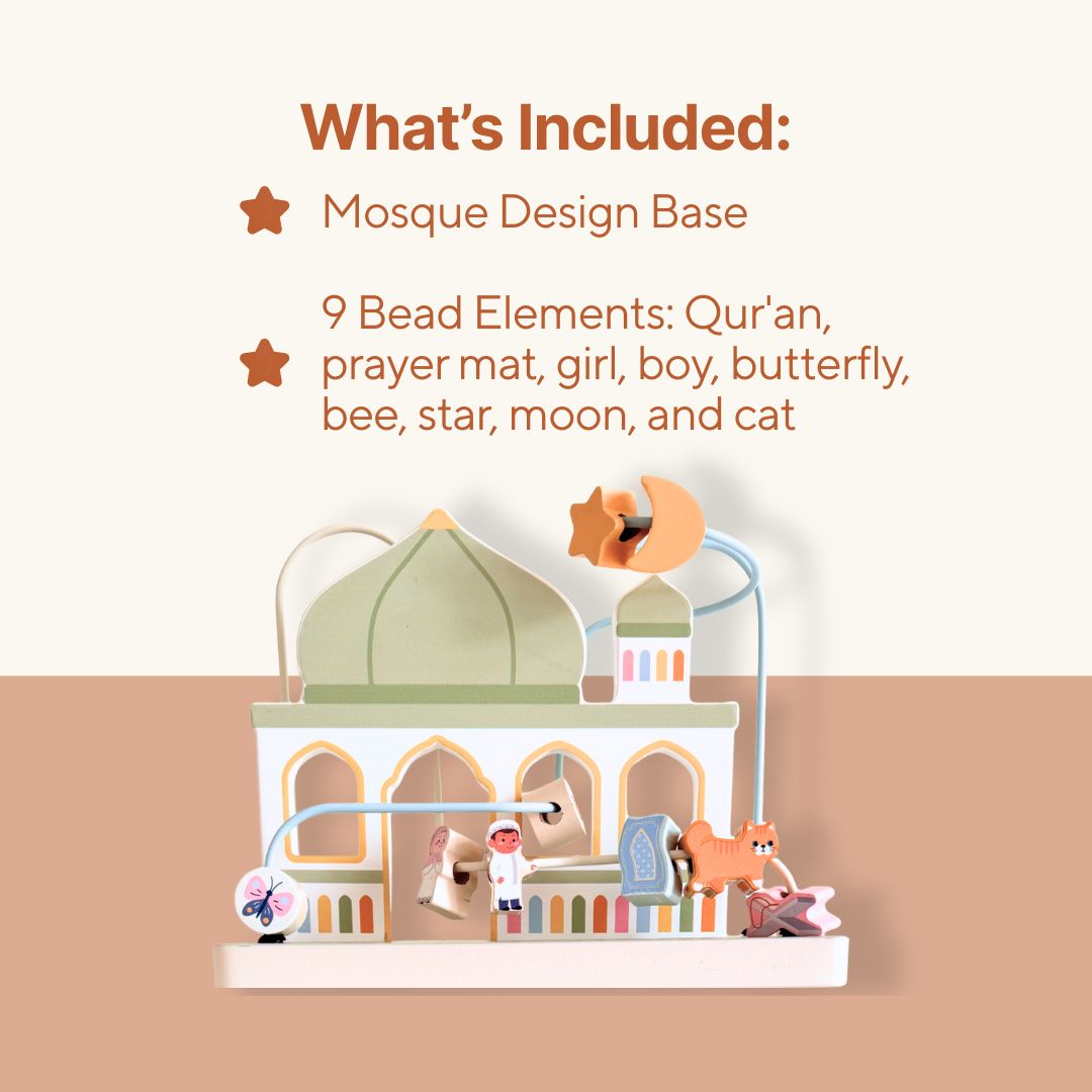 Montessori masjid bead maze set with mosque base and beads