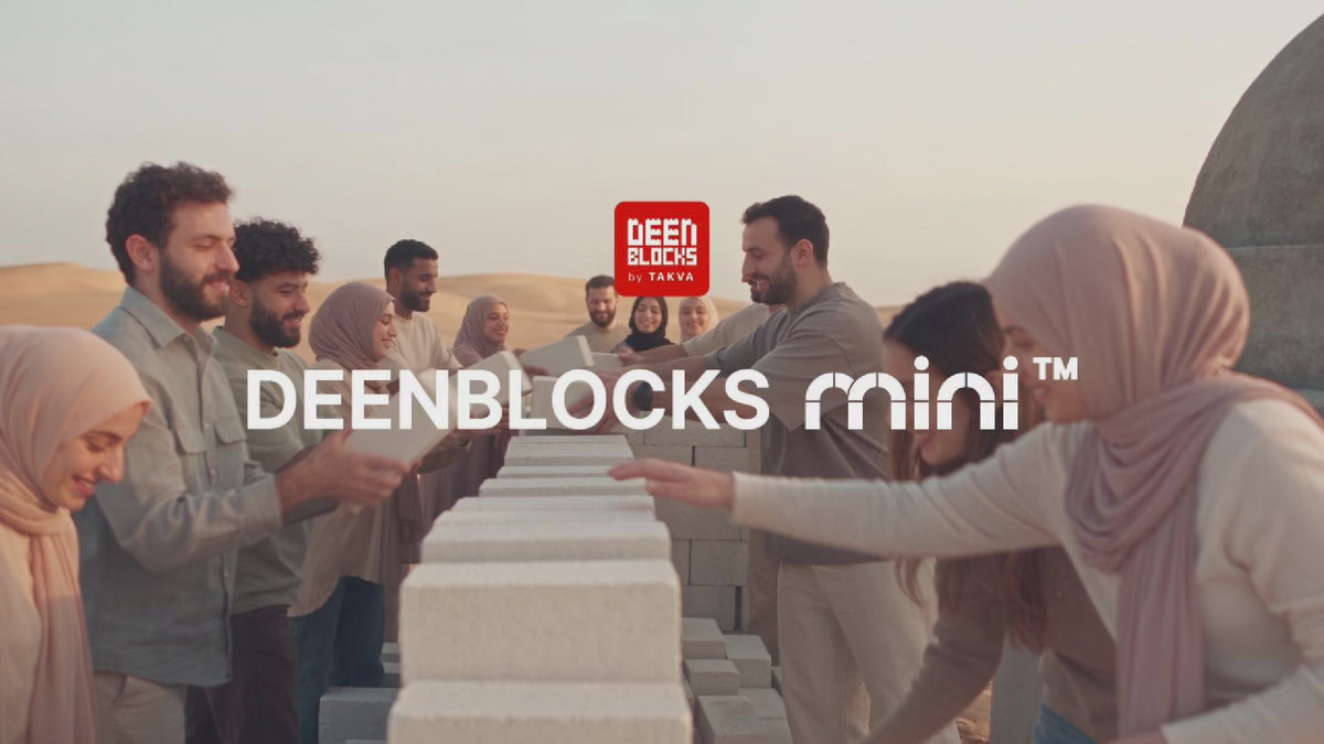 Muat turun video: TAKVA Deenblocks Mini video: Muslim brothers and sisters build a mosque together, block by block, because every Mini you buy helps build a real mosque. Shown with the Dome of the Rock Mini being built at home and all 8 Islamic desk decor designs.