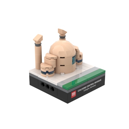 TAKVA Mini of Kölner Zentralmoschee, a palm-size desk collectible and gift shown on white with its name on the base