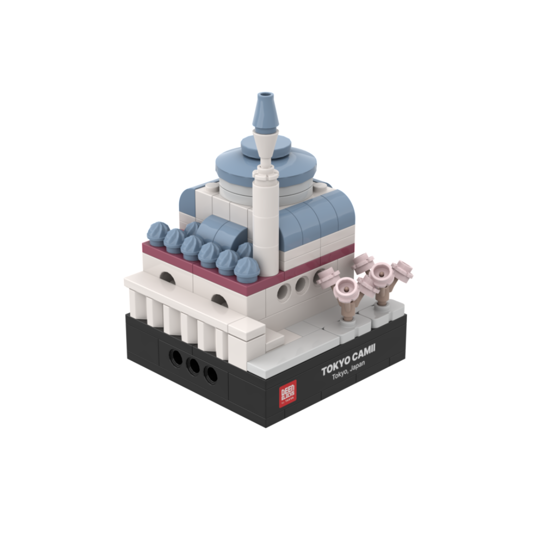 TAKVA Mini of Tokyo Camii in Shibuya, a palm-size desk collectible and gift shown on white with its name on the base