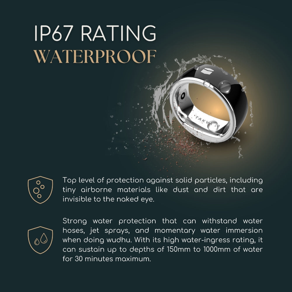 TAKVA Zikr Ring IP67 waterproof for wudhu and daily wear