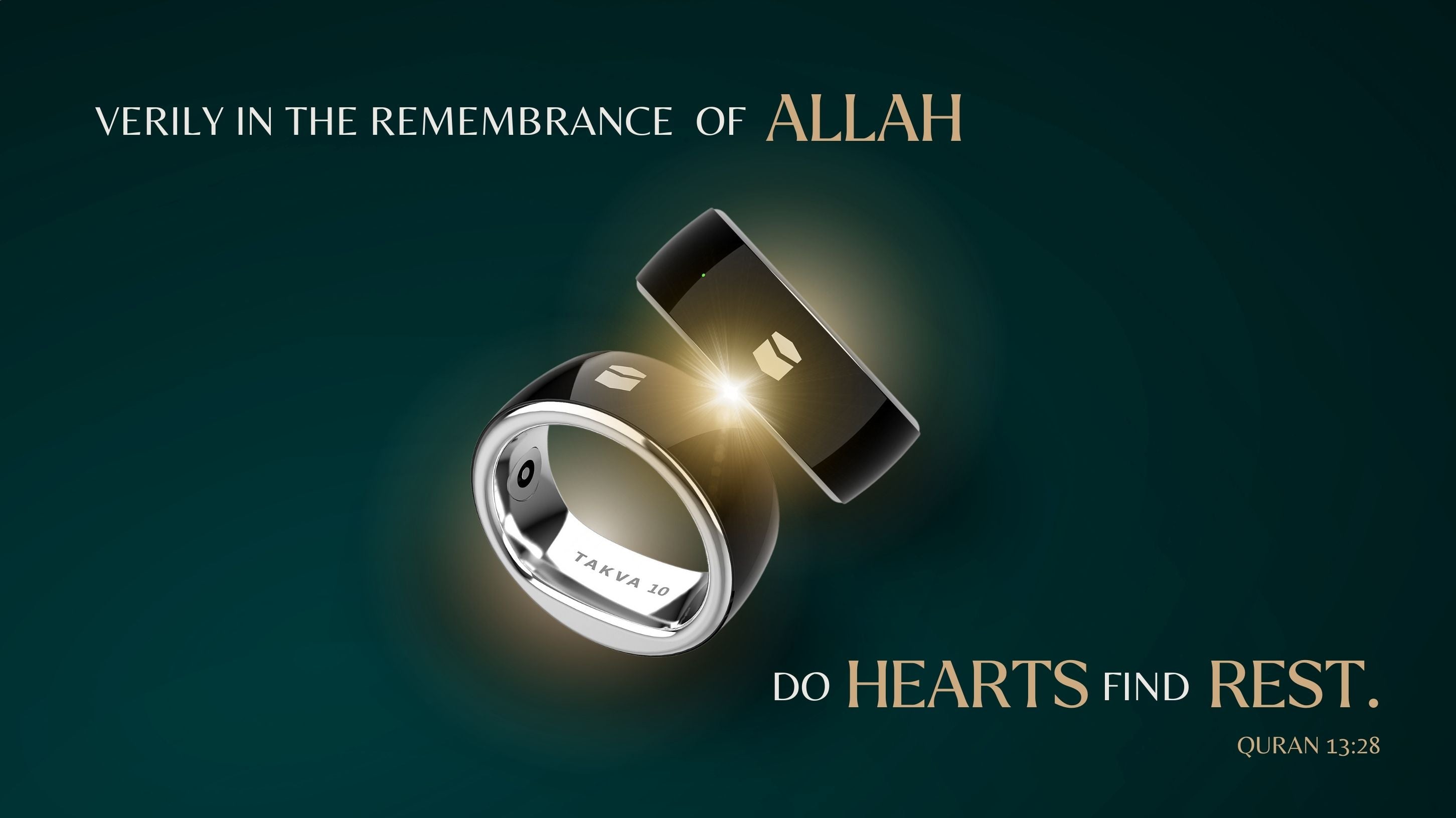 Black TAKVA Zikr Ring with Quran verse about remembrance of Allah