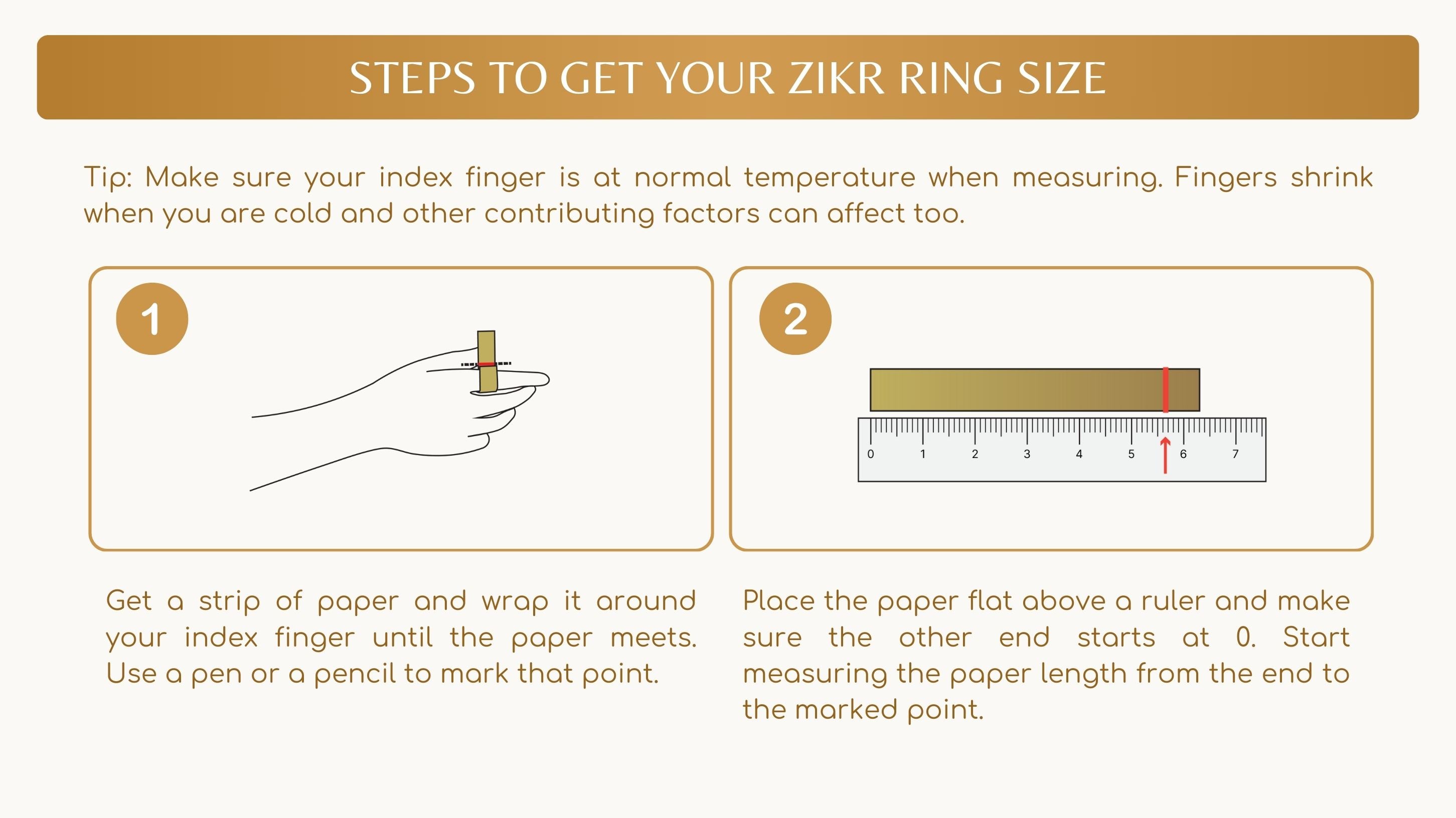 How to measure finger size for TAKVA Zikr Ring fit