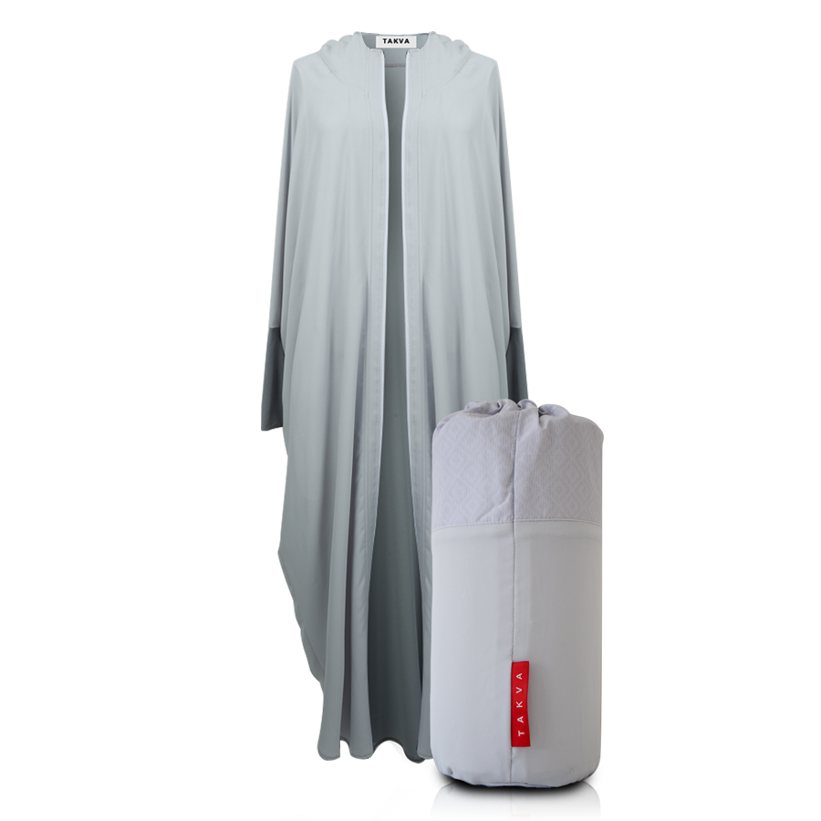 travel prayer parka namaz salah praying dress soft grey