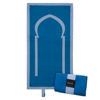 Baha islamic portable pocket sejadah muslim prayer mat blue