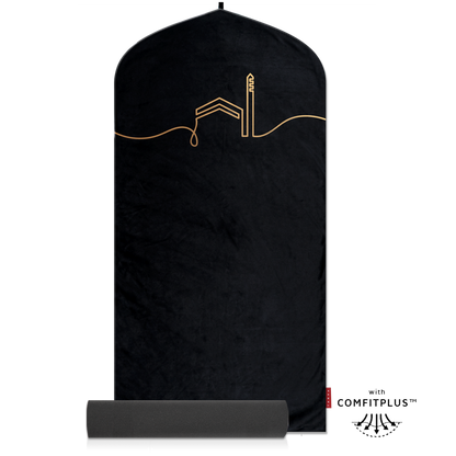  islamic indoor sejadah muslim prayer mat memory foam pedded velvet soft black kaaba gold