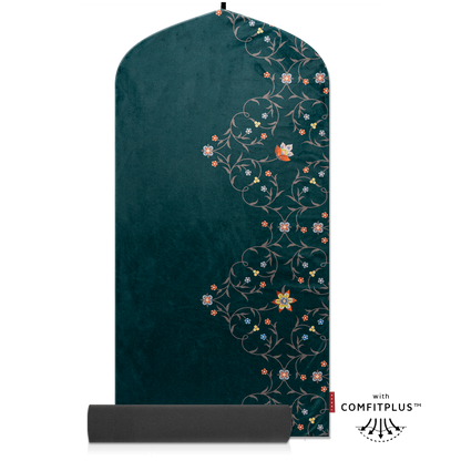 royal islamic indoor sejadah muslim prayer mat memory foam pedded velvet soft emerald green floral design