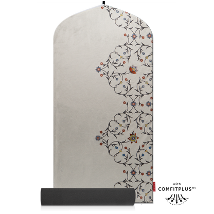 royal islamic indoor sejadah muslim prayer mat memory foam pedded velvet soft white floral design
