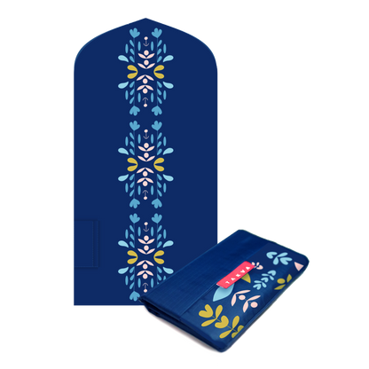 islamic portable waterproof pocket sejadah muslim prayer mat blue floral design